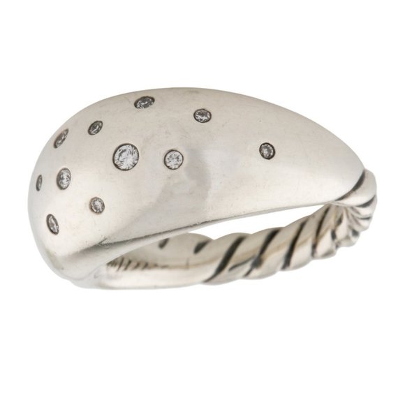 DAVID YURMAN DIAMOND STERLING SILVER DOME BAND RING - Picture 4 of 8